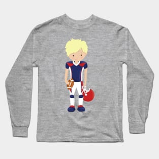 Rugby, American Football, Cute Boy, Blond Hair Long Sleeve T-Shirt